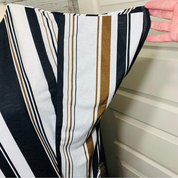 Azul By Moussy Shirt Dress Sz S White Coastal Striped Short Sleeves Midi Shif - Picture 7 of 13